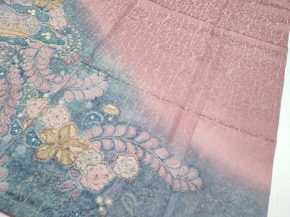 平和屋着物●極上　訪問着　辻が花　暈し染め　金通し地　蘇芳香色地　逸品　未使用　CZAA5199s6
