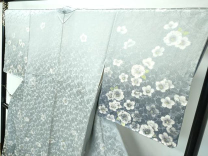 平和屋着物●極上　訪問着　草花文　暈し染め　金通し地　柳鼠色地　反端付き　逸品　未使用　CZAA5200s6