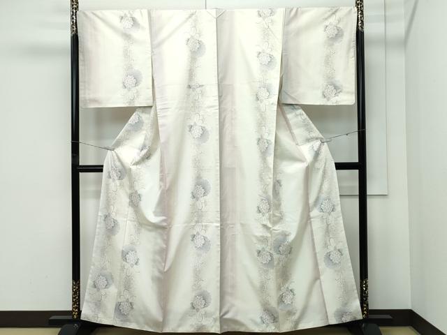平和屋本店●極上　本場大島紬　白大島　９マルキ　雪輪草花文　やまと誂製　逸品　CZAA5202s6