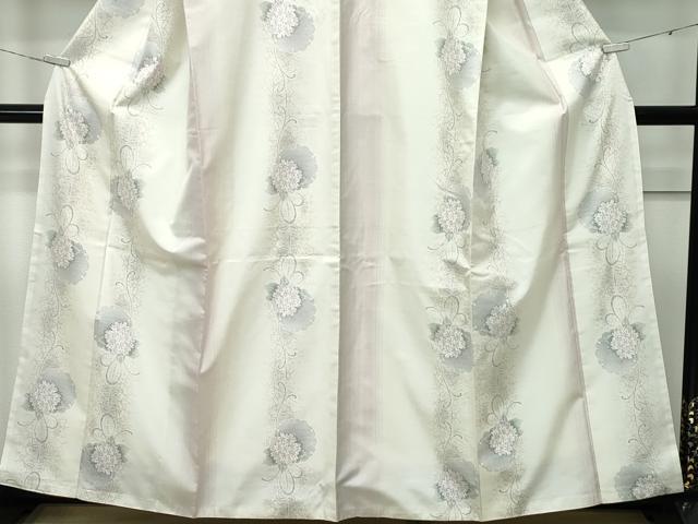 平和屋本店●極上　本場大島紬　白大島　９マルキ　雪輪草花文　やまと誂製　逸品　CZAA5202s6