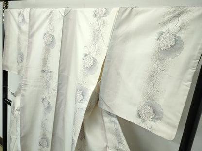 平和屋本店●極上　本場大島紬　白大島　９マルキ　雪輪草花文　やまと誂製　逸品　CZAA5202s6