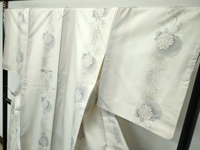 平和屋本店●極上　本場大島紬　白大島　９マルキ　雪輪草花文　やまと誂製　逸品　CZAA5202s6