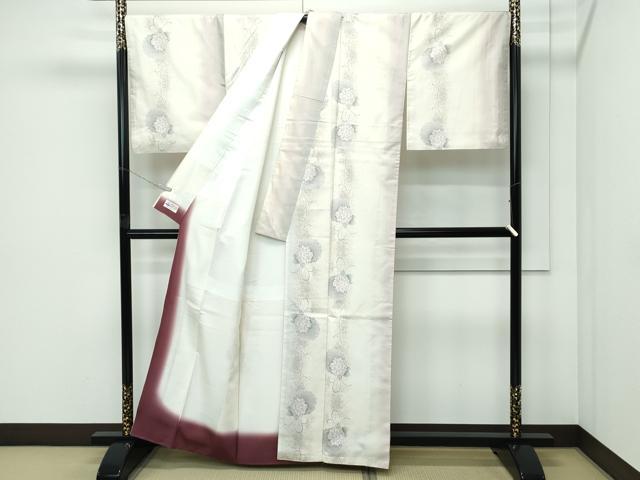 平和屋本店●極上　本場大島紬　白大島　９マルキ　雪輪草花文　やまと誂製　逸品　CZAA5202s6