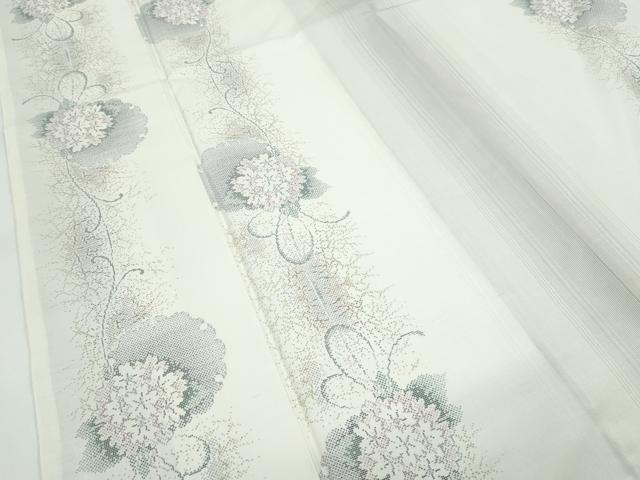 平和屋本店●極上　本場大島紬　白大島　９マルキ　雪輪草花文　やまと誂製　逸品　CZAA5202s6