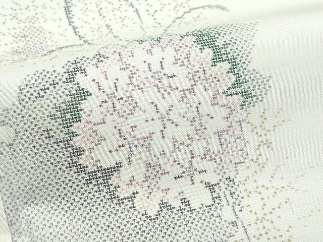 平和屋本店●極上　本場大島紬　白大島　９マルキ　雪輪草花文　やまと誂製　逸品　CZAA5202s6