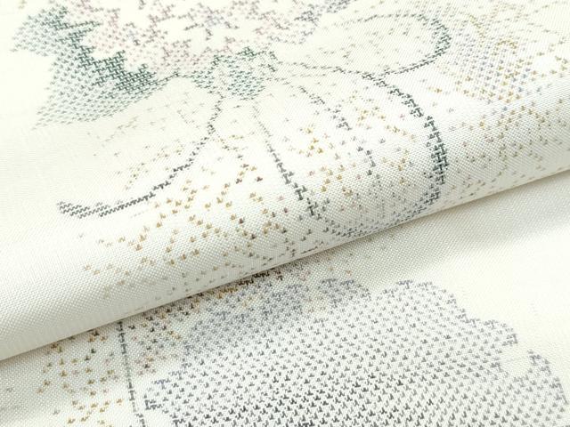 平和屋本店●極上　本場大島紬　白大島　９マルキ　雪輪草花文　やまと誂製　逸品　CZAA5202s6