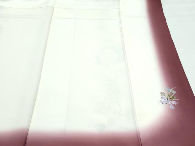 平和屋本店●極上　本場大島紬　白大島　９マルキ　雪輪草花文　やまと誂製　逸品　CZAA5202s6