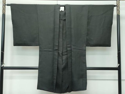 平和屋着物▽極上　男性　長羽織　スリーシーズン　春夏秋　塵除け　お召地　色無地　黒地　逸品　CZAA5208s6