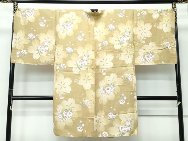 平和屋着物∞極上　長羽織　京友禅　草花文　桑染色地　反端付き　逸品　未使用　CZAA5209s6