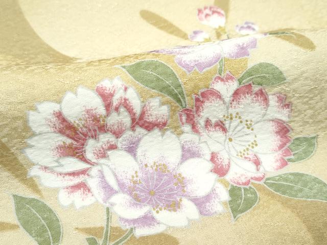 平和屋着物∞極上　長羽織　京友禅　草花文　桑染色地　反端付き　逸品　未使用　CZAA5209s6