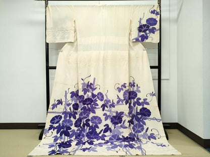 平和屋本店＊極上 夏物 訪問着 お引きずり・お引き摺り 舞妓 芸妓 絽縮緬 朝顔 八掛付き 逸品 CZAA5210s6