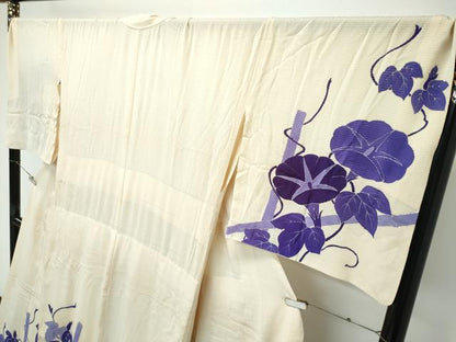 平和屋本店＊極上 夏物 訪問着 お引きずり・お引き摺り 舞妓 芸妓 絽縮緬 朝顔 八掛付き 逸品 CZAA5210s6