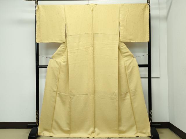 平和屋着物●極上　色無地　卵色　草花風景地紋　ますいわ屋扱い　逸品　未使用　CZAA5213s6