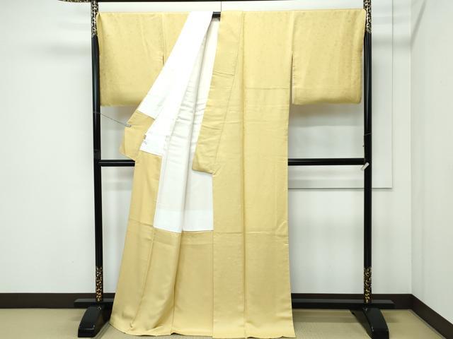 平和屋着物●極上　色無地　卵色　草花風景地紋　ますいわ屋扱い　逸品　未使用　CZAA5213s6