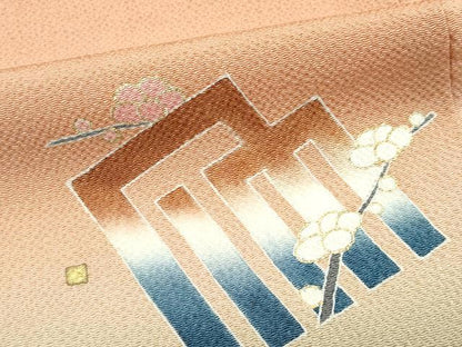 平和屋着物●極上　人形作家・ホリヒロシ　訪問着　源氏香花文　暈し染め　金彩　鬼しぼ縮緬　櫨色地　逸品　CZAA5218s6