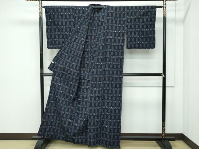 平和屋着物▽極上　久留米絣　単衣　亀甲舞蝶文　綿　逸品　CZAA5220s6