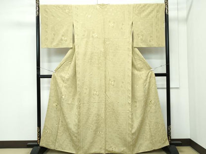 平和屋着物●極上　訪問着　色無地　木蘭色　総刺繍　中国三大刺繍　スワトウ相良刺繍　正倉院花唐草文　逸品　CZAA5225s6