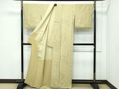 平和屋着物●極上　訪問着　色無地　木蘭色　総刺繍　中国三大刺繍　スワトウ相良刺繍　正倉院花唐草文　逸品　CZAA5225s6