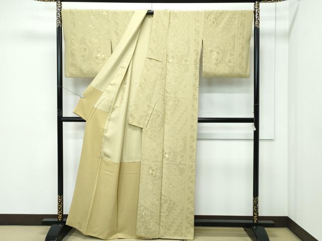 平和屋着物●極上　訪問着　色無地　木蘭色　総刺繍　中国三大刺繍　スワトウ相良刺繍　正倉院花唐草文　逸品　CZAA5225s6