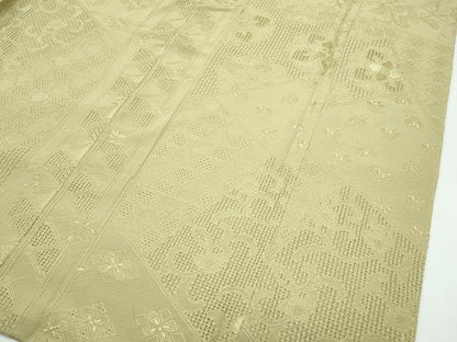 平和屋着物●極上　訪問着　色無地　木蘭色　総刺繍　中国三大刺繍　スワトウ相良刺繍　正倉院花唐草文　逸品　CZAA5225s6