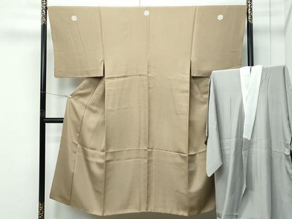 平和屋着物●極上　男性　色紋付・長襦袢セット　着物：肥後煤竹色　襦袢：灰汁色　逸品　CZAA5226s6