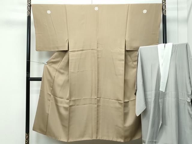 平和屋着物●極上　男性　色紋付・長襦袢セット　着物：肥後煤竹色　襦袢：灰汁色　逸品　CZAA5226s6