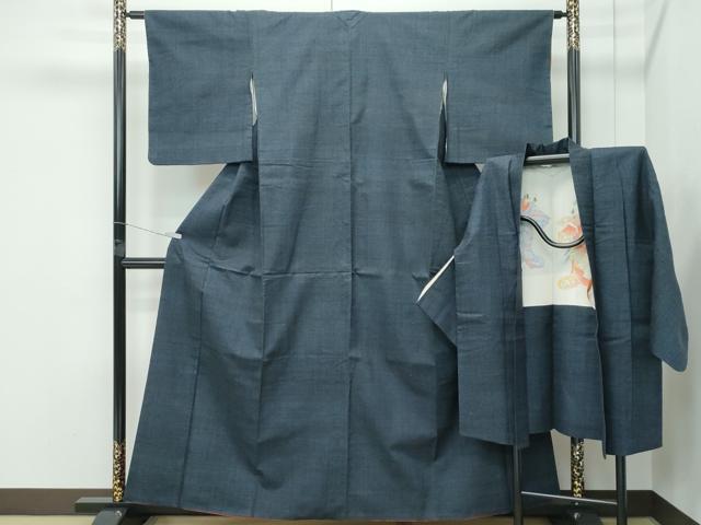 平和屋本店●極上　本場結城紬　重要無形文化財　アンサンブル　100亀甲　総詰め　羽織紐付き　逸品　CZAA5228s6