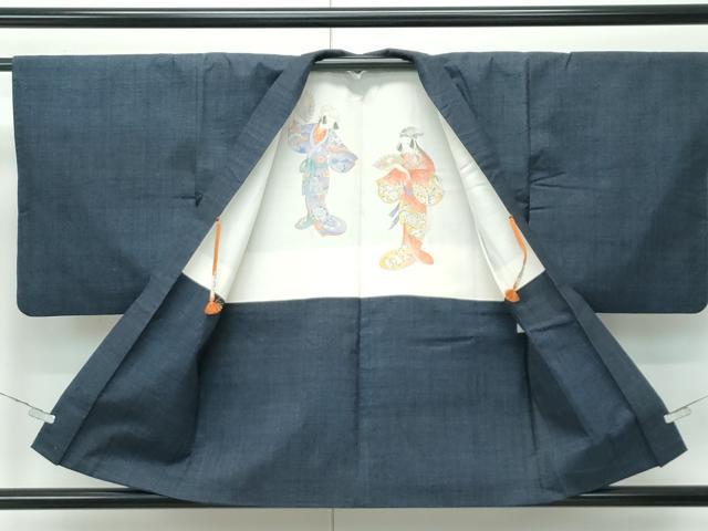 平和屋本店●極上　本場結城紬　重要無形文化財　アンサンブル　100亀甲　総詰め　羽織紐付き　逸品　CZAA5228s6