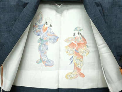 平和屋本店●極上　本場結城紬　重要無形文化財　アンサンブル　100亀甲　総詰め　羽織紐付き　逸品　CZAA5228s6
