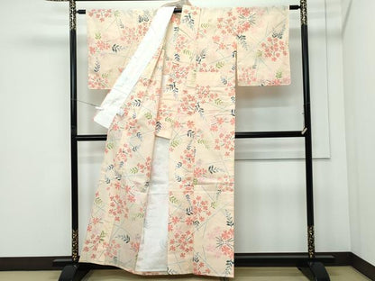 平和屋着物＊極上 夏物 竺仙 小紋・浴衣兼用 草花文 香色地 阪急百貨店扱い 綿 逸品 未使用 CZAA5231s6