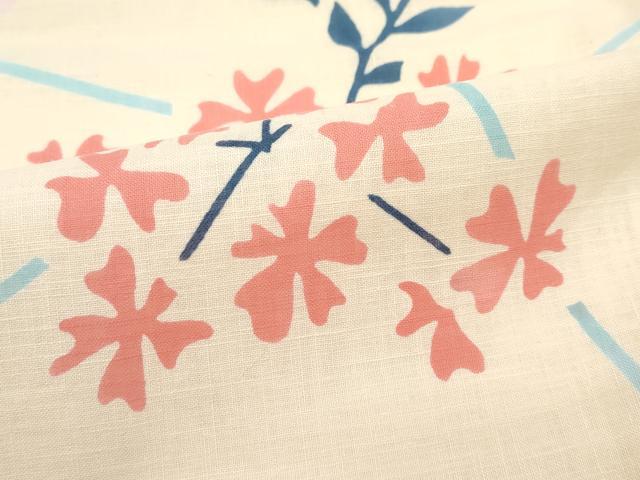 平和屋着物＊極上 夏物 竺仙 小紋・浴衣兼用 草花文 香色地 阪急百貨店扱い 綿 逸品 未使用 CZAA5231s6