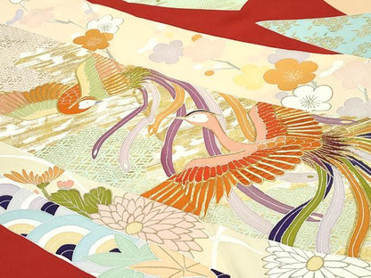平和屋本店●極上　創業460年・千總　振袖　駒刺繍　束ね熨斗鳳凰花文　金彩　大丸扱い　逸品　CZAA5780s6