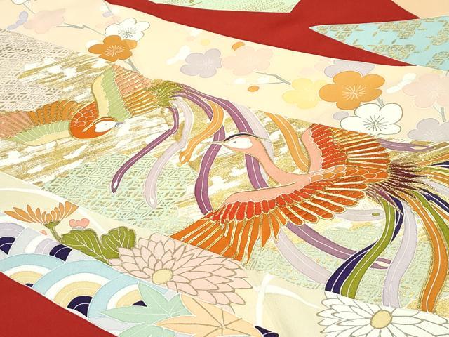 平和屋本店●極上　創業460年・千總　振袖　駒刺繍　束ね熨斗鳳凰花文　金彩　大丸扱い　逸品　CZAA5780s6