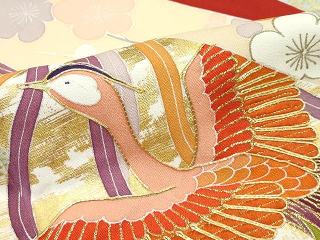 平和屋本店●極上　創業460年・千總　振袖　駒刺繍　束ね熨斗鳳凰花文　金彩　大丸扱い　逸品　CZAA5780s6
