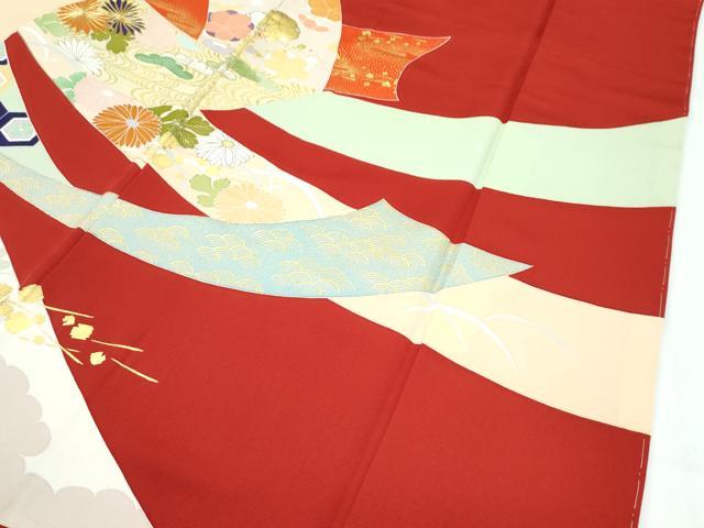 平和屋本店●極上　創業460年・千總　振袖　駒刺繍　束ね熨斗鳳凰花文　金彩　大丸扱い　逸品　CZAA5780s6