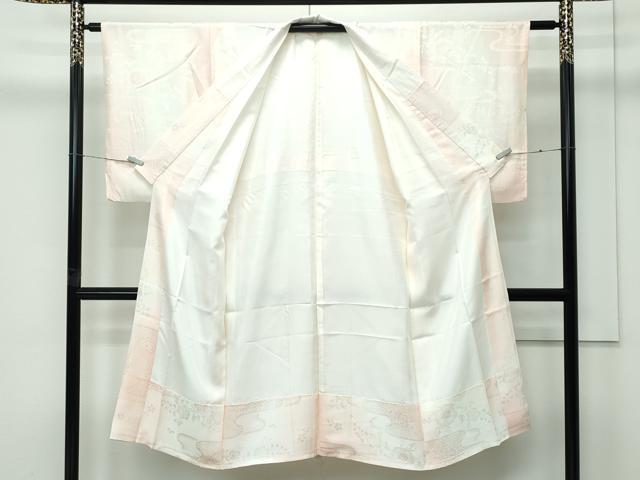 平和屋本店●極上　訪問着・長襦袢セット　駒刺繍　草花風景文　金彩　鬼しぼ縮緬　青白橡色地　逸品　未使用　CZAA5244s6
