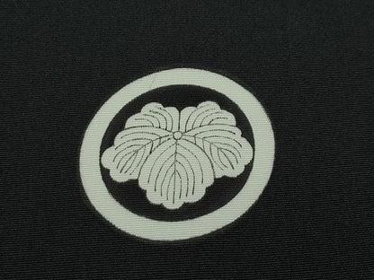平和屋着物●極上　男性　黒紋付　羽織セット　京染　羽裏：風景文　反端付き　逸品　CZAA5245s6