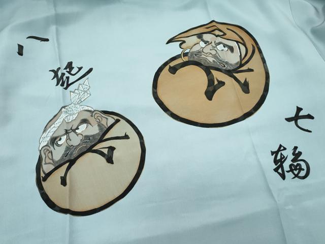 平和屋本店●極上　男性　黒紋付　羽織・長襦袢セット　羽裏：人物文　近鉄扱い　逸品　CZAA5246s6