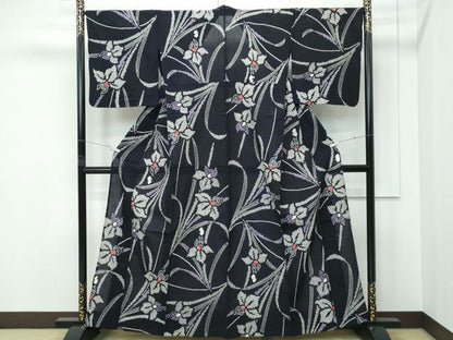 平和屋着物∴極上　夏物　浴衣　有松鳴海絞り　杜若　綿　逸品　CZAA5251s6
