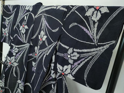 平和屋着物∴極上　夏物　浴衣　有松鳴海絞り　杜若　綿　逸品　CZAA5251s6