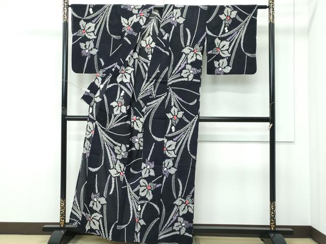 平和屋着物∴極上　夏物　浴衣　有松鳴海絞り　杜若　綿　逸品　CZAA5251s6