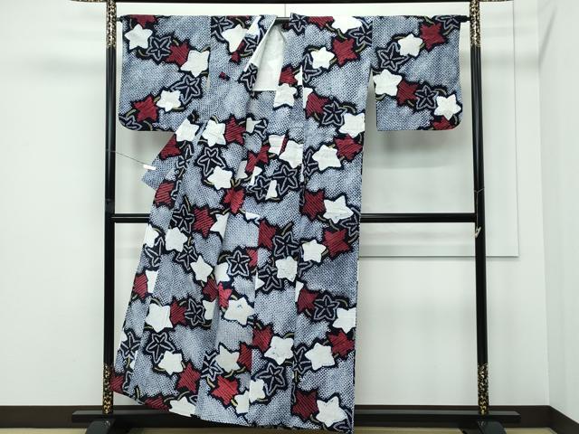 平和屋着物∴極上 夏物 浴衣 有松鳴海絞り 楓 綿 逸品 CZAA5252s6