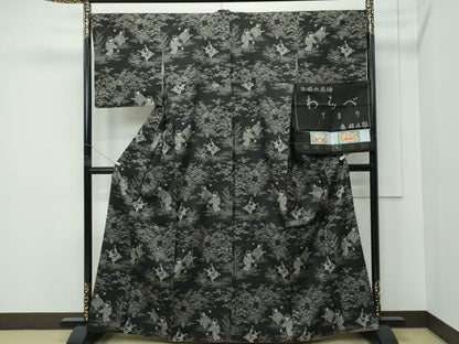 平和屋本店●極上 白泥染の第一人者・絣の魔術師 恵積五郎 本場大島紬 恵大島織物謹製 泥染 9マルキ わらべ てまり 証紙付 逸品 CZAA5255s6
