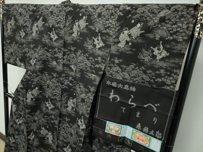 平和屋本店●極上 白泥染の第一人者・絣の魔術師 恵積五郎 本場大島紬 恵大島織物謹製 泥染 9マルキ わらべ てまり 証紙付 逸品 CZAA5255s6