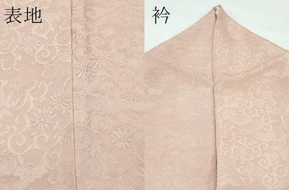 平和屋着物●極上　色無地　肉色　松竹梅花唐草地紋　逸品　CZAA5270s6