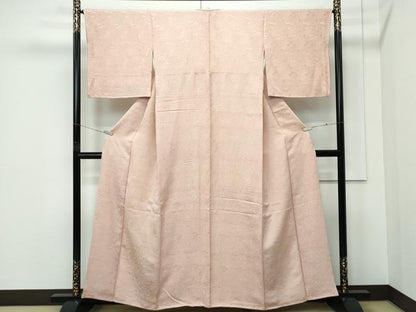 平和屋着物●極上　色無地　肉色　松竹梅花唐草地紋　逸品　CZAA5270s6