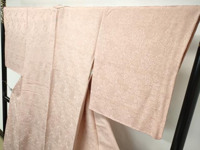 平和屋着物●極上　色無地　肉色　松竹梅花唐草地紋　逸品　CZAA5270s6