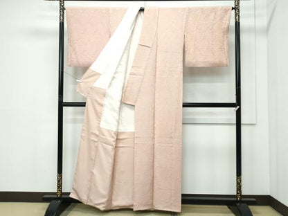 平和屋着物●極上　色無地　肉色　松竹梅花唐草地紋　逸品　CZAA5270s6