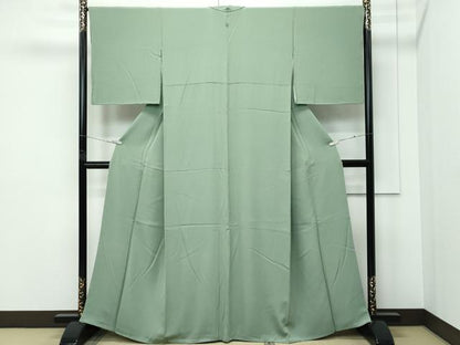 平和屋着物●極上　色無地　山葵色　逸品　CZAA5273s6