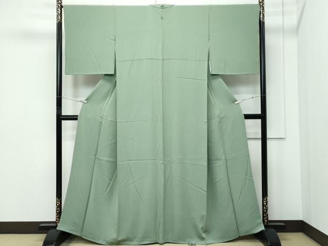 平和屋着物●極上　色無地　山葵色　逸品　CZAA5273s6